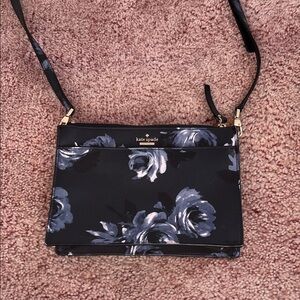 Kate Spade Black and Gray Floral Crossbody Bag